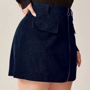 Plus O-Ring Corduroy Straight Skirt